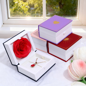Caja de Joyería con Forma de Libro Creativa y Novedosa para Regalo de San Valentín con Rosa, sin Cierre, en Forma de Collar - Product Image 2
