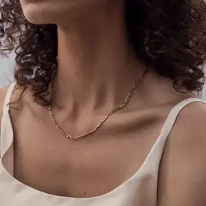 De gros bijoux inoxydable-Collier en chaîne Figaro plaqué or 18K, ras du cou en acier inoxydable, bijou tendance, 2020