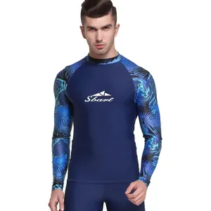 Sbart colete com proteção solar para natação, masculino, manga longa e estampada, proteção para rash e surf