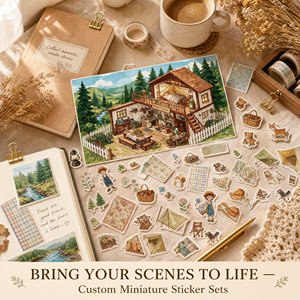 Adesivi 3D Personalizzati per Scene in Miniatura, Impermeabili in PET, Fustellati per Scrapbooking, Journaling, Decorazioni a Tema Foresta e Campeggio - Product Image 3