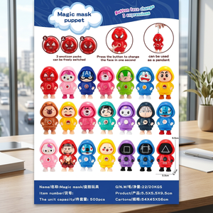 JRMS INDUSTRIES Porte-clés pendentif en PVC à boutons d'expression, motif dessin animé, masque magique à visages interchangeables, pour les 5-13 ans, unisexe, pour sac à dos - Product Image 6