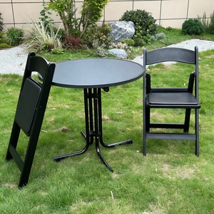 Ensemble <span class=keywords><strong>de</strong></span> meubles <span class=keywords><strong>de</strong></span> <span class=keywords><strong>jardin</strong></span> modernes pour terrasse, patio, appartement, <span class=keywords><strong>table</strong></span> <span class=keywords><strong>ronde</strong></span> et deux chaises pliantes <span class=keywords><strong>en</strong></span> résine - Product Image 2