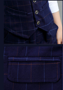 Conjunto de Traje Formal de 3 Piezas para Niños con Chaleco y Pantalones a Rayas de Punto Spandex/Algodón - Product Image 5