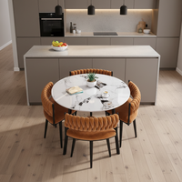 Ensemble de table à manger ronde en ardoise de style nordique moderne pour 4 personnes, mobilier de restaurant, salle à manger à domicile