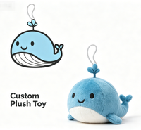 Porte-clés fantaisie en peluche baleine bleue, jouet animal marin personnalisé en coton PP doux pour souvenirs promotionnels