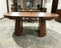 Table à manger design moderne, longueur réglable, extensible, forme ovale, capacité de 6 personnes pour salle à manger
