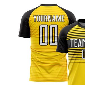 Camiseta de Fútbol a Rayas Amarillas y Negras, Manga Corta, Transpirable, de Secado Rápido, Uniforme Deportivo Ligero para Entrenamiento y Partido - Product Image 3