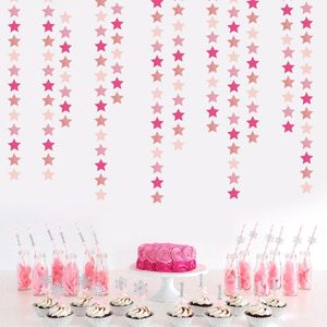 Guirnalda de Decoración para Fiestas en Rosa Intenso - Serpentinas Colgantes con Diseño de Estrellas Brillantes, para Cumpleaños, Bodas, Baby Showers - Product Image 4