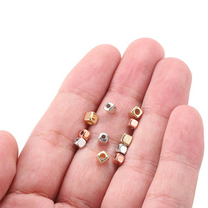 Square Metal Beads Cube <b>Spacer</b> For Jewelry Making Plated Loose Beads 6mm Silver Gold Rose Gold Black - Product Image 4