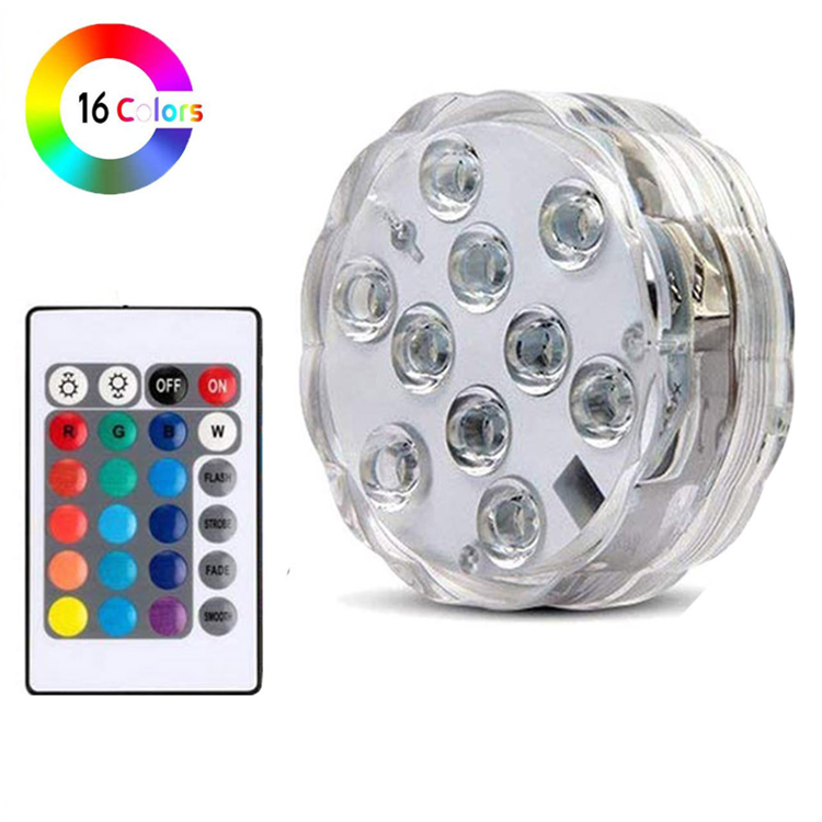Flashing Pool Light RGB Remote Control Aquarium IP68 Waterproof Battery Operated Super Bright Fountain Submersible LED Lights