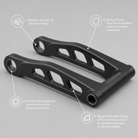 Usinage CNC 5 axes de bras oscillant arrière de moto en alliage d'aluminium 7075, anodisé noir, modèle T081