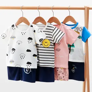 Kinder Pak Met Korte Mouwen Katoenen Meisje Zomerkleding Jongen T-Shirt Baby Kleding Pasgeboren Kinderkleding Set