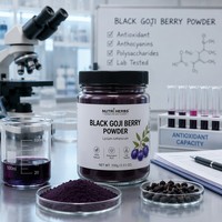 Hoogwaardig wild zwart Goji-fruitpoeder, voedingskwaliteit, 100% wateroplosbaar, anthocyanine, spraygedroogd, in blik/trommel/fles voor smoothies