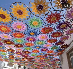 Fatto a mano in tessuto di cotone nappa appesa a parete decorazione per la <span class=keywords><strong>casa</strong></span> bohémien acchiappasogni per matrimonio festa di natale decorazione del soffitto - Product Image 1