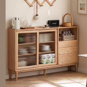 Armadietto <span class=keywords><strong>per</strong></span> credenza in legno massello ultrasottile da tè in rovere moderno deposito da cucina <span class=keywords><strong>per</strong></span> <span class=keywords><strong>mobili</strong></span> da soggiorno - Product Image 1