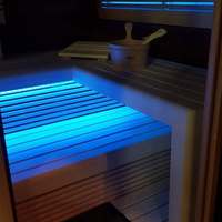 Sauna infrarouge extérieur finlandais luxueux pour six personnes, en bois de cèdre rouge canadien, avec éclairage LED