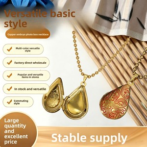 Collier médaillon goutte d'eau en laiton vintage américain de qualité supérieure, pendentif <span class=keywords><strong>photo</strong></span> ouvrable pour couples, cadeau souvenir romantique - Product Image 3