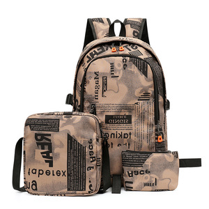 Fashion Men 3 Pcs Leisure Sports Outdoor Travel Backpack High Quality Canvas Teenagers Student School <b>Bag</b> Set for Women - Product Image 3