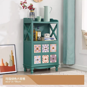 Aparador de Madera Maciza Estilo Americano para Sala de Estar, Mueble Vintage para Té, Gabinete con Cajones de Almacenamiento - Product Image 3