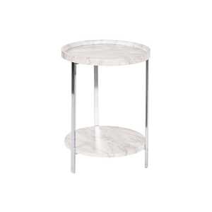 MDF and Metal <b>Side</b> <b>Table</b> 40x40x53 cm with <b>Marble</b>-effect Finish - Product Image 4