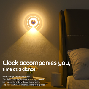 Veilleuse LED intelligente à détection <span class=keywords><strong>de</strong></span> mouvement, télécommande tactile, affichage horloge double mode, design minimaliste moderne, éclairage <span class=keywords><strong>de</strong></span> chevet pour chambre à coucher - Product Image 5