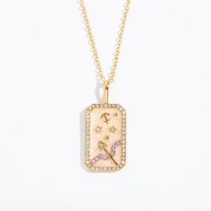 Versand am Selben Tag 12 Sternzeichen-Halsketten mit Diamanten & Geburtsstein-Zirkonia aus Kupferlegierung Unisex - Product Image 6