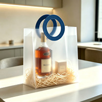 Sacs cadeaux personnalisés avec logo, sac cadeau transparent givré en PP, sac fourre-tout de luxe réutilisable avec poignée en cuir pour les petites entreprises