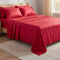 Parure de lit 3 pièces en satin de polyester 600TC, aspect soie lavée, infroissable, respirante et écologique, avec drap plat et drap-housse, pour usage domestique