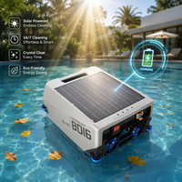 Robot nettoyeur de piscine solaire B016 résistant à l'eau salée, double alimentation, charge rapide, nettoyeur de surface automatique pour piscines côtières