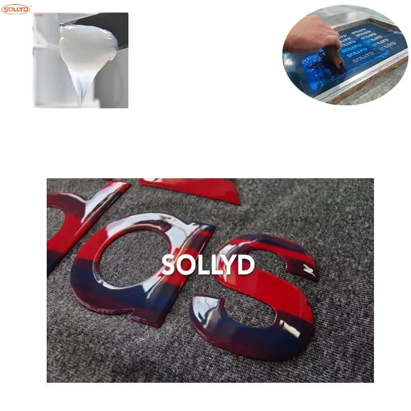 SOLLYD Sản Xuất Glossy Crystal 3D Silicone Cao Su Mực Dệt Màn Hình Mực In Cho 100% Cotton In Ấn May Mặc