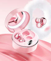 Earphone Desain Jepit Telinga Q132 Tipe-C Gaming Musik Tws Nirkabel Olahraga dengan Cermin Rias Layar LED