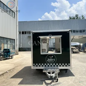Chariot de vente ambulant entièrement équipé pour hamburgers, frites, glaces et desserts, avec barbecue de rue - Product Image 1