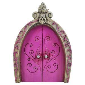 Porte de fée en résine rose enchantée - Accessoire de maison d'<span class=keywords><strong>elfe</strong></span> de jardin fantaisiste pour les jardins de lutins magiques et la décoration de conte de fées - Product Image 1