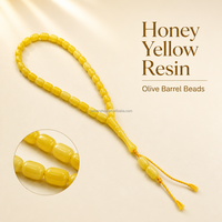 En gros Misbaha Tasbih en résine jaune miel 5x7mm 33+2 perles de prière musulmanes islamiques forme baril d'olive Logo personnalisé
