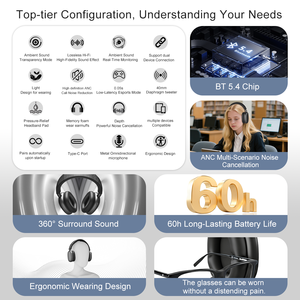 Tiếng ồn hủy bỏ tai nghe không dây <span class=keywords><strong>stereo</strong></span> có thể gập lại Hi-Fi Tai nghe Tai nghe bass với microphone Over-Head Tai nghe không dây - Product Image 6