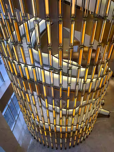 Paravent décoratif pliable en verre avec éclairage LED, structure en métal doré Art Déco, pour chambre d'hôtel, parois <span class=keywords><strong>de</strong></span> séparation, intimité, 3 panneaux - Product Image 6