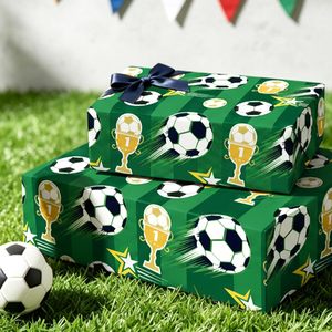 Soccer Gift <b>Wrapping</b> <b>Paper</b> Roll 23.4 Square Feet Green Sports Theme For Birthday Fathers Day Holiday - Product Image 2