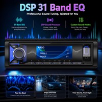 Lecteur MP3 de voiture 1 DIN DSP avec écran TFT, alignement temporel, réglage de phase, 8 RCA pour projets d'amplificateurs externes
