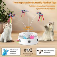 Jouet pour chat automatique multifonctionnel 3 en 1 : combinaison de boule à roulettes et de papillon dansant pour stimuler la curiosité des chatons