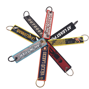 <strong>Custom</strong> Personalized <strong>Shape</strong> Design <strong>Custom</strong> Logo Key Tag Keyring Woven Embroidery Keychain Jet Tag - Product Image 5