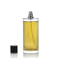 Flacon de parfum en verre cylindrique minimaliste de luxe, flacon vide pour vaporisateur de parfum avec couvercle noir, logo personnalisé pour hommes et femmes