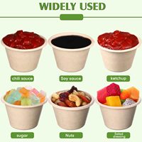 Gobelets à soufflé personnalisés imprimés de 4 oz en fibre de bagasse de canne à sucre, écologiques, biodégradables, jetables, pour fêtes, lot de 100, avec couvercle pour sauce