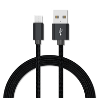 Câble de charge court en nylon tressé durable Micro USB 0,2 m, tressage en tissu, synchronisation des données pour téléphone Android, fabricant OEM en Chine