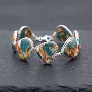 Bracelet en argent sterling 925 avec chaîne à maillons perlés, taille ajustable, turquoise naturelle, style bohème, plaqué rhodium, cadeau pour fête - Product Image 2