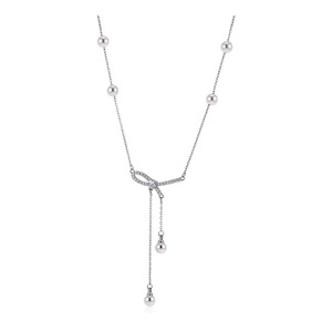 Dinle Pearl Tassel <b>Bow</b> Necklace AAA Grade Daily Wear - Product Image 2