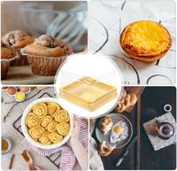 Boîtes à gâteaux de lune carrées en plastique contenant pour bouffée de jaune d'oeuf, cupcake doré, muffins, supports de dôme, boîte d'emballage cadeau