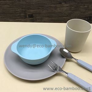 BOBE Eco HOME Durable Dishwasher Safe <strong>My</strong> <strong>First</strong> <strong>Meal</strong> Combo Set Children's Tableware BPA Free Bamboo - Product Image 5