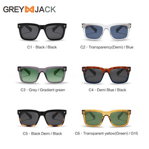 Lunettes de soleil carrées unisexes Greyjack, monture TR90, verres TAC, protection UV400, type 3, pare-soleil, couleur noire - Product Image 2