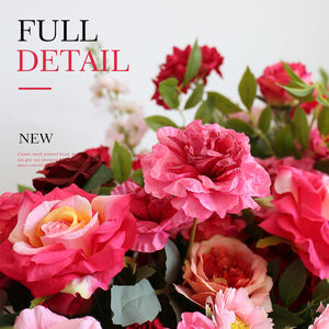 Vente en Gros Usine Rose Vif Cadre de Toile de Fond de Mariage Décor Arrangement Floral en Rangée Fleur de Sol Décoration d'Événement Rose - Product Image 5