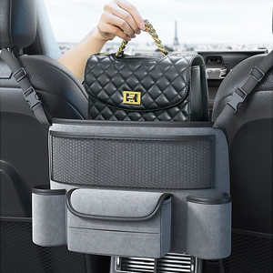 Sac de rangement central en cuir PU pour siège de voiture et organisateur de rangement arrière pour boîte d'accoudoir avec finitions artistiques pour voiture - Product Image 2
